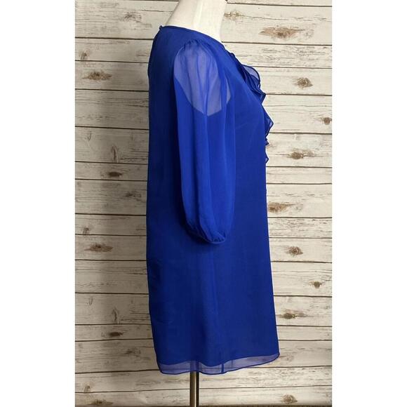 tibi elegant royal blue silk mini shift cocktail dress Size 6 - Picture 4 of 7
